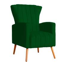 Poltrona Decorativa Melinda Pés Palito Suede Verde