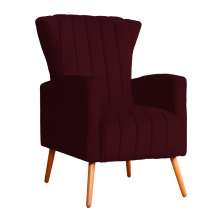 Poltrona Decorativa Melinda Pés Palito Suede Vinho