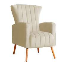 Poltrona Decorativa Melinda Pés Palito Veludo Bege
