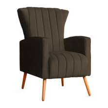 Poltrona Decorativa Melinda Pés Palito Veludo Marrom