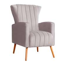 Poltrona Decorativa Melinda Pés Palito Veludo Rosa