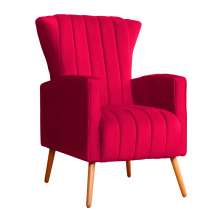 Poltrona Decorativa Melinda Pés Palito Veludo Vermelho