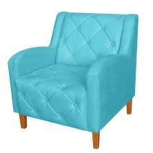 Poltrona Decorativa Munique Pés Trapézio Suede Azul Turquesa - DS Estofados