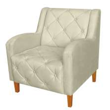 Poltrona Decorativa Munique Pés Trapézio Suede Bege - DS Estofados