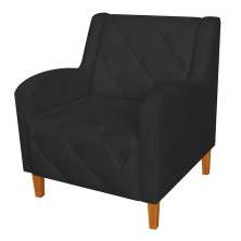 Poltrona Decorativa Munique Pés Trapézio Suede Preto - DS Estofados