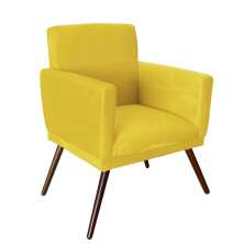 Poltrona Decorativa Nina Rodapé Suede Amarelo - DS Móveis