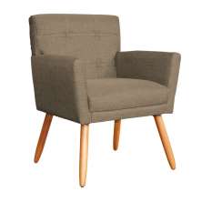 Poltrona Decorativa Onix Linho Marrom Claro
