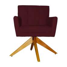 Poltrona Decorativa Onix Pés Giratório de Madeira Suede Bordô