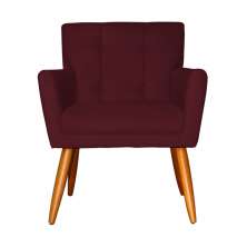 Poltrona Decorativa Onix Suede Bordô - DS Estofados