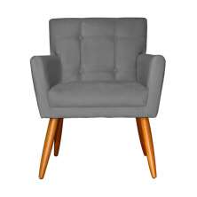 Poltrona Decorativa Onix Suede Cinza - DS Estofados