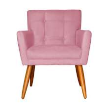 Poltrona Decorativa Onix Suede Rosa - DS Móveis