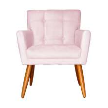 Poltrona Decorativa Onix Suede Rosa Bebê - DS Estofados