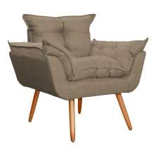 Poltrona Decorativa Opalla Para Sala Linho Marrom