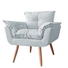 Poltrona Decorativa Opalla Suede  Branco - DS Estofados