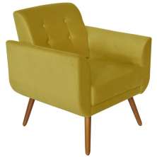 Poltrona Decorativa Pés Palito Agata Suede Amarelo - DS Estofados