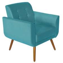 Poltrona Decorativa Pés Palito Agata Suede Azul Turquesa - DS Estofados