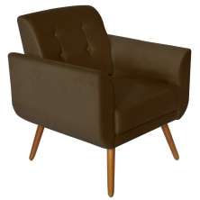 Poltrona Decorativa Pés Palito Agata Suede Marrom - DS Estofados