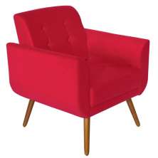 Poltrona Decorativa Pés Palito Agata Suede Vermelho - DS Estofados