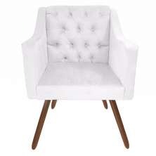 Poltrona Decorativa Pés Palito Amanda Suede Branco