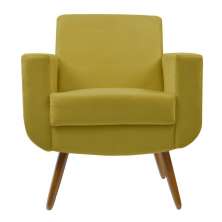 Poltrona Decorativa Pés Palito Cristal Suede Amarelo - DS Estofados