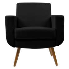 Poltrona Decorativa Pés Palito Cristal Suede Preto - DS Estofados