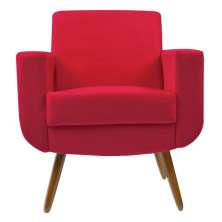 Poltrona Decorativa Pés Palito Cristal Suede Vermelho - DS Estofados