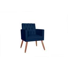 Poltrona Decorativa Pés Palito Nina Encosto Estilo Capitonê Azul Marinho - DS Móveis