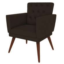 Poltrona Decorativa Pés Palito Nina Encosto Estilo Capitonê Marrom - DS Móveis