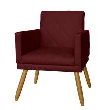 Poltrona Decorativa Pés Palito Nina Estilo Matelassê Bordô - DS Estofados