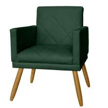 Poltrona Decorativa Pés Palito Nina Estilo Matelassê Verde - DS Estofados