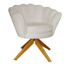 Poltrona Decorativa Pétala Pés Madeira Giratório Suede Bege - DS Estofados