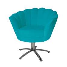 Poltrona Decorativa Pétala Pés Metal Giratório Suede Azul Turquesa - DS Estofados