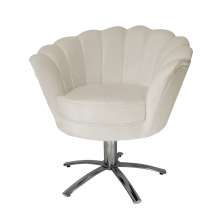 Poltrona Decorativa Pétala Pés Metal Giratório Suede Bege - DS Estofados