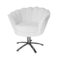 Poltrona Decorativa Pétala Pés Metal Giratório Suede Branco - DS Estofados