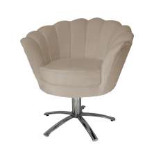 Poltrona Decorativa Pétala Pés Metal Giratório Suede Capuccino - DS Estofados