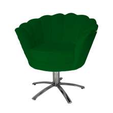 Poltrona Decorativa Pétala Pés Metal Giratório Suede Verde - DS Estofados