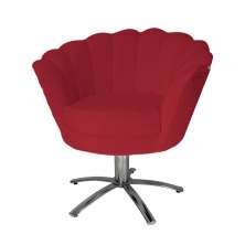 Poltrona Decorativa Pétala Pés Metal Giratório Suede Vermelho - DS Estofados