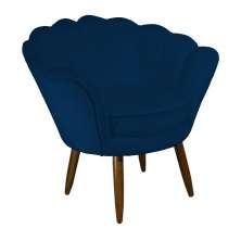 Poltrona Decorativa Pétala Pés Palito Suede Azul Marinho - DS Estofados