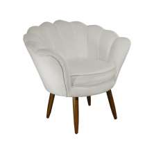 Poltrona Decorativa Pétala Pés Palito Suede Bege - DS Estofados