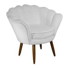 Poltrona Decorativa Pétala Pés Palito Suede Branco - DS Estofados