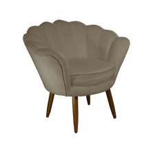 Poltrona Decorativa Pétala Pés Palito Suede Capuccino - DS Estofados