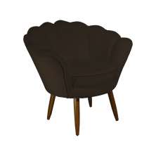Poltrona Decorativa Pétala Pés Palito Suede Marrom - DS Estofados