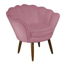 Poltrona Decorativa Pétala Pés Palito Suede Rosa - DS Estofados
