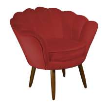 Poltrona Decorativa Pétala Pés Palito Suede Vermelho - DS Estofados