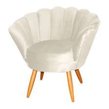 Poltrona Decorativa Pétala Pés Palito Veludo Bege