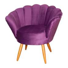 Poltrona Decorativa Pétala Pés Palito Veludo Roxo