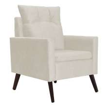 Poltrona Decorativa Para Sala Ligia Linho Bege - DS Estofados