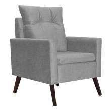 Poltrona Decorativa Para Sala Ligia Linho Cinza - DS Estofados