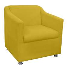 Poltrona Decorativa Tilla Pés Cromado Suede Amarelo - DS Móveis