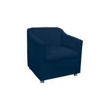 Poltrona Decorativa Tilla Pés Cromado Suede Azul Marinho - DS Estofados